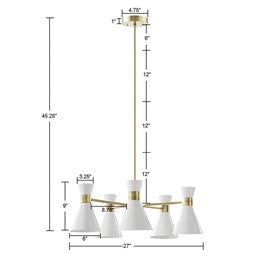 Ezra 5-Light Metal White Cone-Shape Shades Chandelier Pendant Ceiling Light by Olliix-INK+IVY