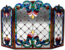 Tiffany Victorian-Style Stained Glass 3pcs Decorative Folding Fireplace Screen 44" Wide Home Decor by Chloe