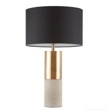 Fulton Concrete Table Lamp Gold-Grey-Black Fabric Drum Shape Bedside Nightstand Reading Desk Table Light by Olliix-Hampton Hill