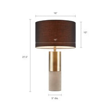 Fulton Concrete Table Lamp Gold-Grey-Black Fabric Drum Shape Bedside Nightstand Reading Desk Table Light by Olliix-Hampton Hill