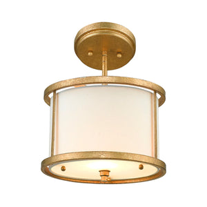 Lemuria 1 Light Duo-Mount Mini Pendant - Distressed Gold, Ivory Shade Ceiling Light by Lucas McKearn