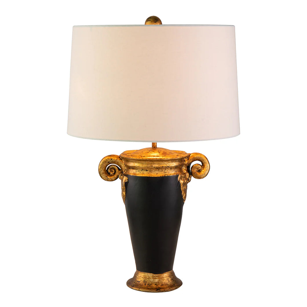 Gallier 1 Light Table Lamp in Black and Distressed Gold Bedside Nightstand Reading Desk Table Light by Lucas McKearn