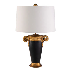 Gallier 1 Light Table Lamp in Black and Distressed Gold Bedside Nightstand Reading Desk Table Light by Lucas McKearn