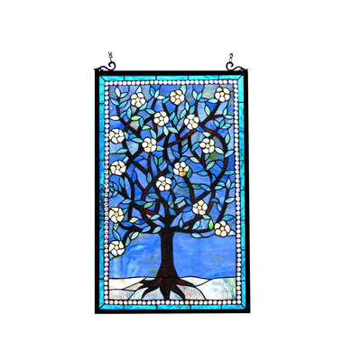 Woodley Tiffany-Style Stained Glass Vertical Decorative Hanging Window Panel 20x32