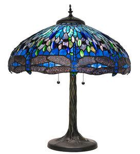 27" High Tiffany Hanginghead Dragonfly Table Lamp Bedside Nightstand Reading Desk Table Light by Meyda