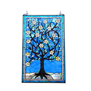Woodley Tiffany-Style Stained Glass Vertical Decorative Hanging Window Panel 20x32" Home Decor by Chloe