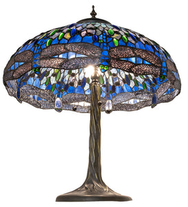 27" High Tiffany Hanginghead Dragonfly Table Lamp Bedside Nightstand Reading Desk Table Light by Meyda