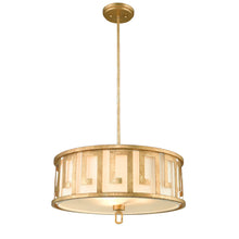 Lemuria 3 Light Duo-Mount Large Pendant - Distressed Gold, Ivory Shade Ceiling Light by Lucas McKearn