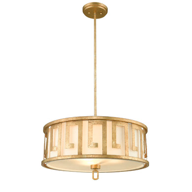 Lemuria 3 Light Duo-Mount Large Pendant - Distressed Gold, Ivory Shade Ceiling Light by Lucas McKearn