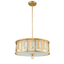 Lemuria 3 Light Duo-Mount Large Pendant - Distressed Gold, Ivory Shade Ceiling Light by Lucas McKearn