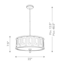 Lemuria 3 Light Duo-Mount Large Pendant - Distressed Gold, Ivory Shade Ceiling Light by Lucas McKearn