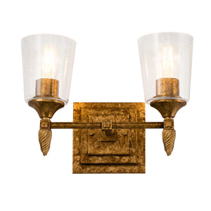 Vetiver 2 Light Bath Bar in Gold Wall Sconce Wall Lamp Home Decor by Lucas McKearn