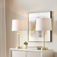 Clarity Glass Cylinder Gold Table Lamp, Set of 2, Bedside Nightstand Reading Desk Table Light by Olliix-510 Design