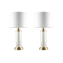 Clarity Glass Cylinder Gold Table Lamp, Set of 2, Bedside Nightstand Reading Desk Table Light by Olliix-510 Design