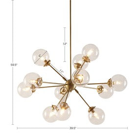Paige 12-Light Gold Chandelier Oversized Globe Bulbs Pendant Ceiling Light by Olliix-INK+IVY