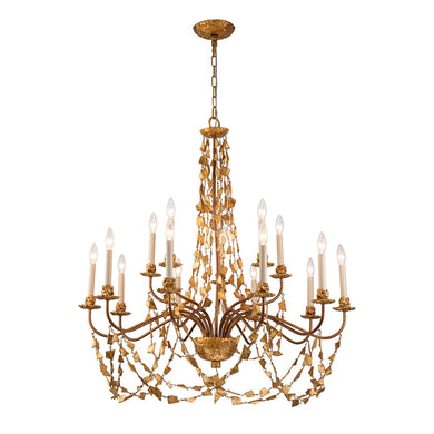 Mosaic 10 Light Grand Large Candelabra Chandelier in Antiqued Gold Ceiling Light by Lucas McKearn