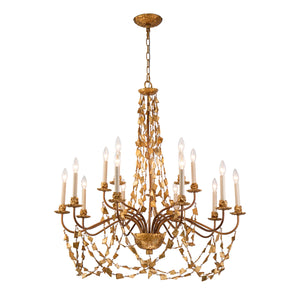 Mosaic 10 Light Grand Large Candelabra Chandelier in Antiqued Gold Ceiling Light by Lucas McKearn
