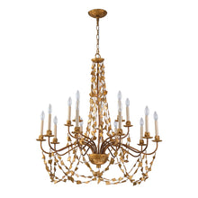 Mosaic 10 Light Grand Large Candelabra Chandelier in Antiqued Gold Ceiling Light by Lucas McKearn