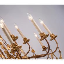 Mosaic 10 Light Grand Large Candelabra Chandelier in Antiqued Gold Ceiling Light by Lucas McKearn