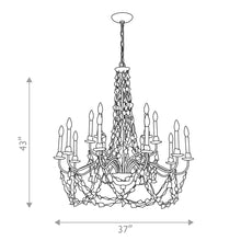 Mosaic 10 Light Grand Large Candelabra Chandelier in Antiqued Gold Ceiling Light by Lucas McKearn