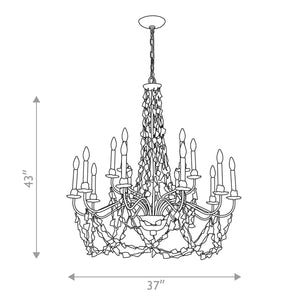 Mosaic 10 Light Grand Large Candelabra Chandelier in Antiqued Gold Ceiling Light by Lucas McKearn