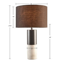 Fulton Concrete Table Lamp Black-Grey Fabric Drum Shape Bedside Nightstand Reading Desk Table Light by Olliix-Hampton Hill