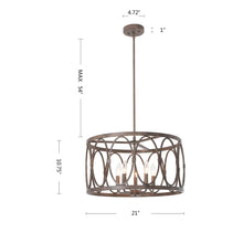 Navy Pendant Chandelier Antique Wood Finish Country Farmhouse 5-Light 21" Wide Ceiling Light by Chloe