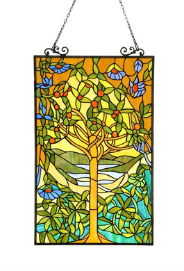 Eden Tiffany-Style Stained Glass Vertical Decorative Hanging Window Panel 20x32 Home Decor by Chloe
