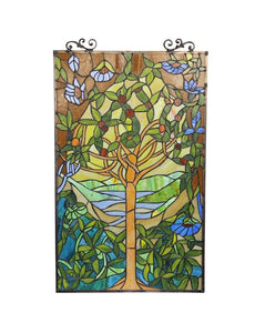 Eden Tiffany-Style Stained Glass Vertical Decorative Hanging Window Panel 20x32 Home Decor by Chloe