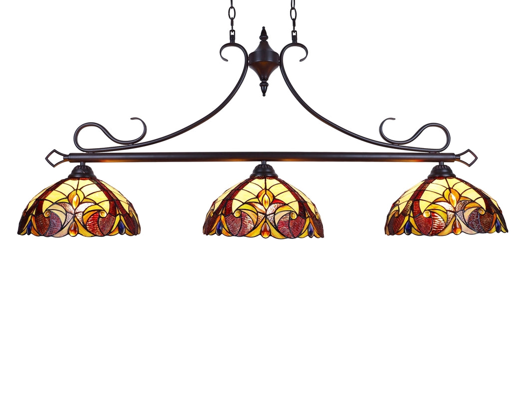 Adia Victorian Tiffany-style Dark Bronze 3 Light Island Pendant 47