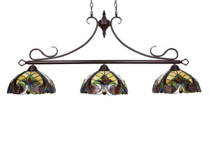 Adia Victorian Tiffany-style Dark Bronze 3 Light Island Pendant 47" Wide Ceiling Light by Chloe