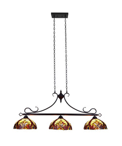 Adia Victorian Tiffany-style Dark Bronze 3 Light Island Pendant 47" Wide Ceiling Light by Chloe