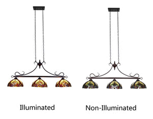 Adia Victorian Tiffany-style Dark Bronze 3 Light Island Pendant 47" Wide Ceiling Light by Chloe