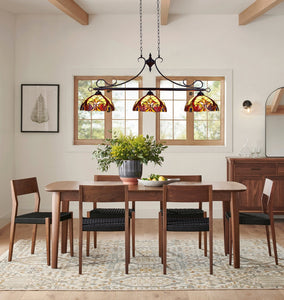 Adia Victorian Tiffany-style Dark Bronze 3 Light Island Pendant 47" Wide Ceiling Light by Chloe