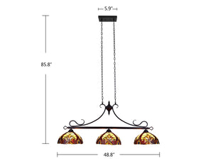 Adia Victorian Tiffany-style Dark Bronze 3 Light Island Pendant 47" Wide Ceiling Light by Chloe