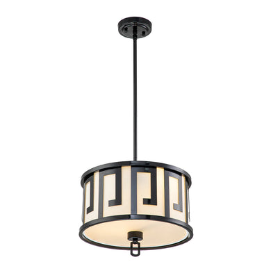 Lemuria 2 Light Medium Pendant - Lacquered Black, White Shade Ceiling Light by Lucas McKearn