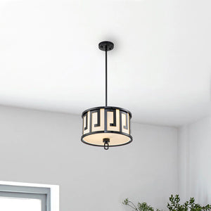 Lemuria 2 Light Medium Pendant - Lacquered Black, White Shade Ceiling Light by Lucas McKearn