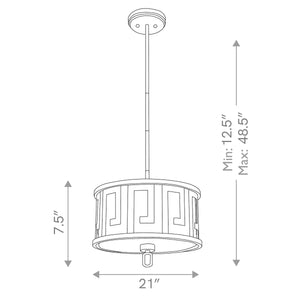 Lemuria 2 Light Medium Pendant - Lacquered Black, White Shade Ceiling Light by Lucas McKearn
