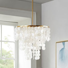 Isla Layered Capiz Chandelier Pendant Drape Shell Shape Ceiling Light by Olliix-Urban Habitat