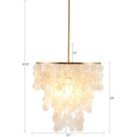 Isla Layered Capiz Chandelier Pendant Drape Shell Shape Ceiling Light by Olliix-Urban Habitat