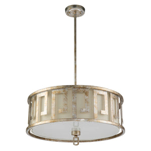Lemuria 3 Light Duo-Mount Large Pendant - Antique Silver, Ivory Shade Ceiling Light by Lucas McKearn