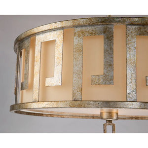 Lemuria 3 Light Duo-Mount Large Pendant - Antique Silver, Ivory Shade Ceiling Light by Lucas McKearn