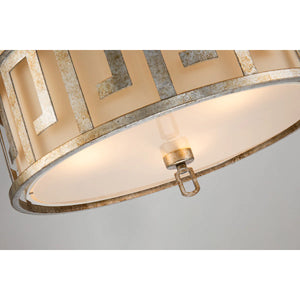 Lemuria 3 Light Duo-Mount Large Pendant - Antique Silver, Ivory Shade Ceiling Light by Lucas McKearn