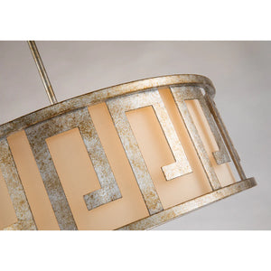 Lemuria 3 Light Duo-Mount Large Pendant - Antique Silver, Ivory Shade Ceiling Light by Lucas McKearn