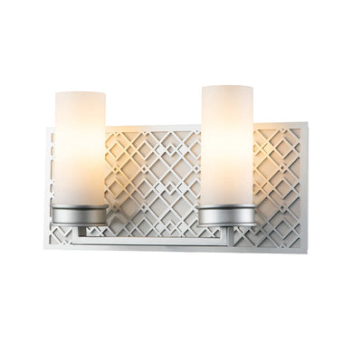 Ziggy 2 Light Bath Bar in Laquered Silver Wall Sconce Wall Lamp Home Decor by Lucas McKearn