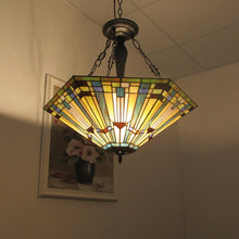 Kinsey Tiffany-Style 3 Light Mission Large Inverted Pendant 24" Shade Ceiling Light by Chloe