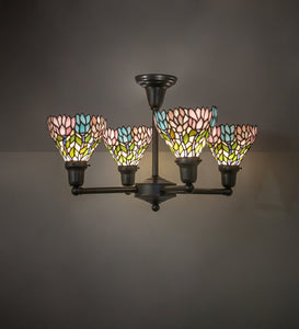 25" Wide New Wisteria Revival 4 Light Tiffany Pendant Ceiling Light by Meyda