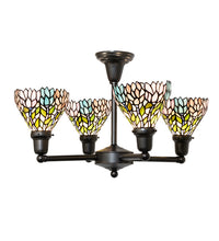 25" Wide New Wisteria Revival 4 Light Tiffany Pendant Ceiling Light by Meyda