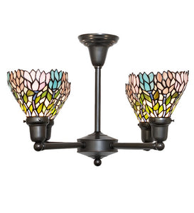 25" Wide New Wisteria Revival 4 Light Tiffany Pendant Ceiling Light by Meyda