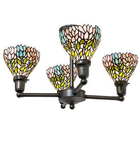 25" Wide New Wisteria Revival 4 Light Tiffany Pendant Ceiling Light by Meyda